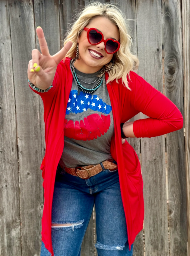 Ruby Red Soft Mid- Length Cardigan