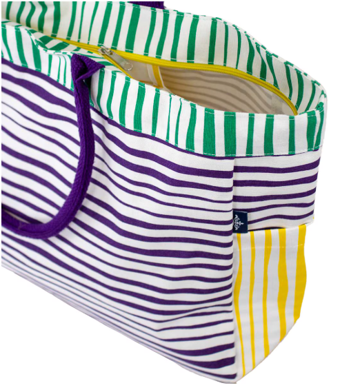 The Royal Standard- Stripe Durham Tote in Purple/Yellow/Green