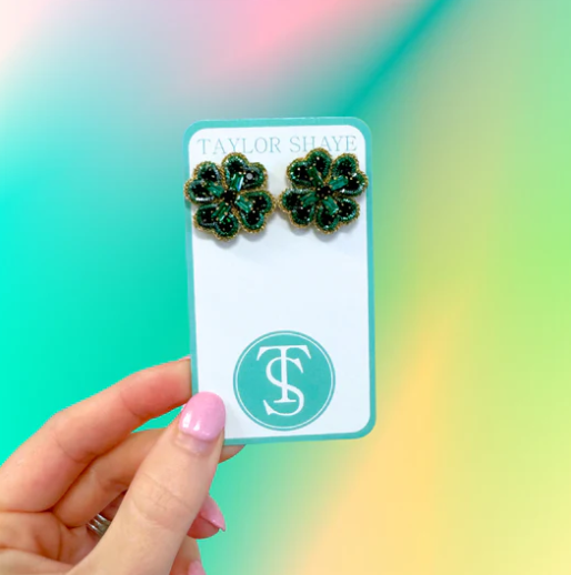 Taylor Shaye-Beaded Clover Studs