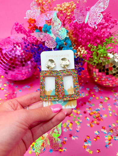 Taylor Shaye-Cindy Confetti Rectangle Drops