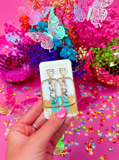 Taylor Shaye-Rainbow Flake Stick Hoops