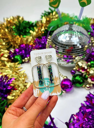 Taylor Shaye- Mardi Gras Stick Hoops