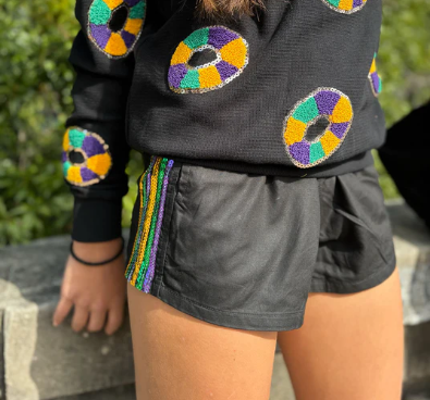 Adult Sequin Stripe Viscose Shorts