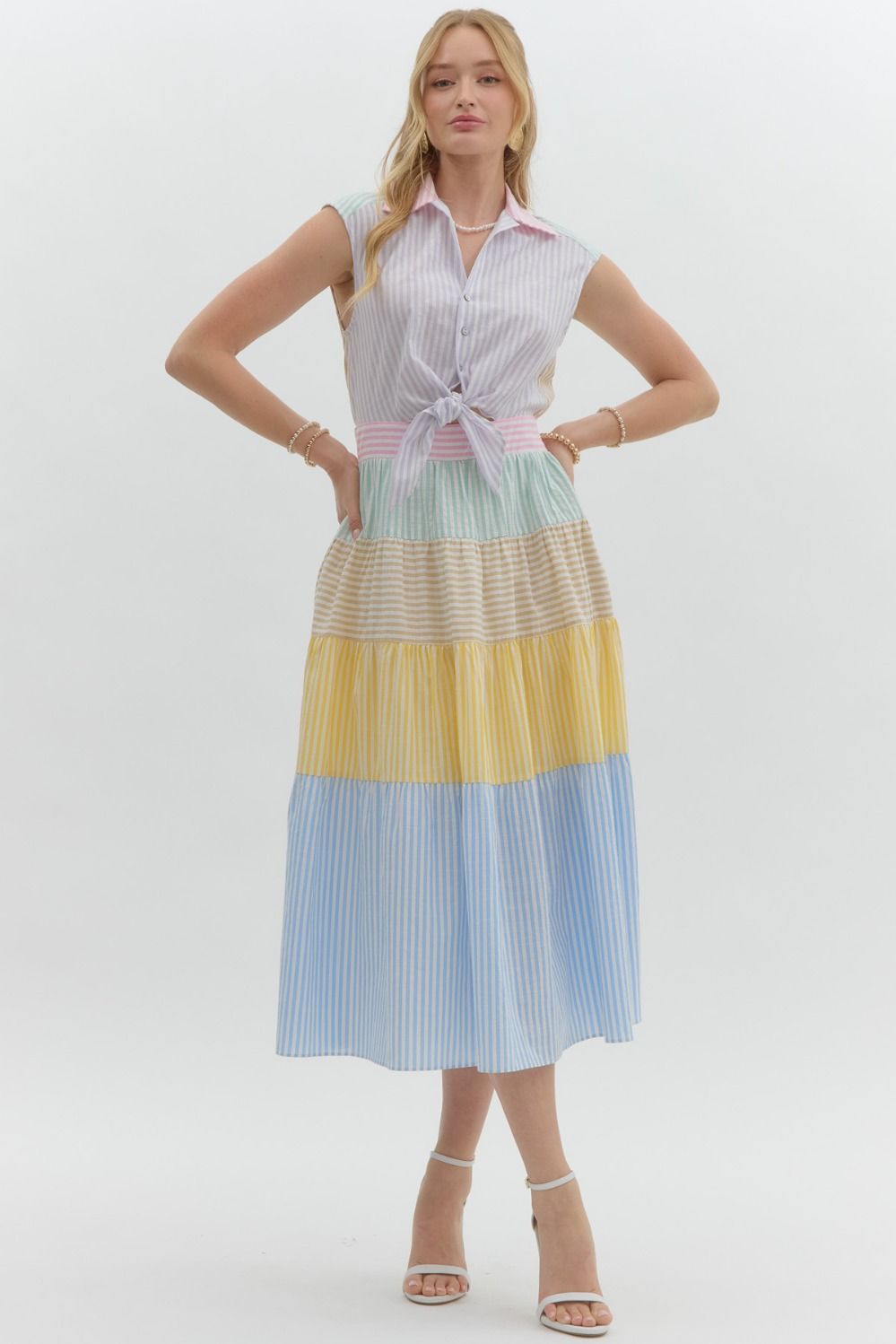 Pretty Pastels- Color Block Midi dress