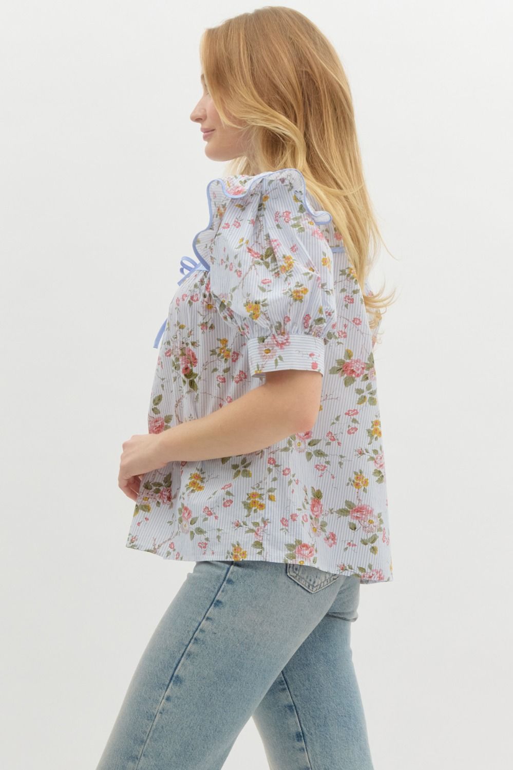 Garden Glow- V-Neck Tie front Top- FINAL SALE