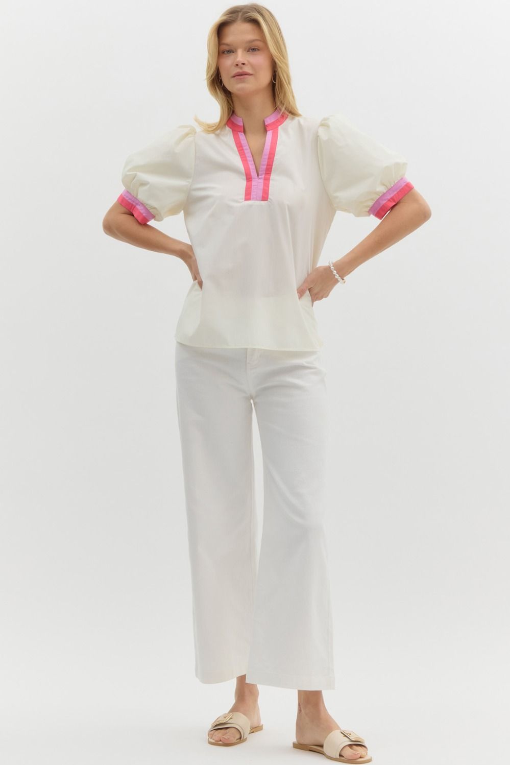 Napa- Bubble Sleeve Top With Band