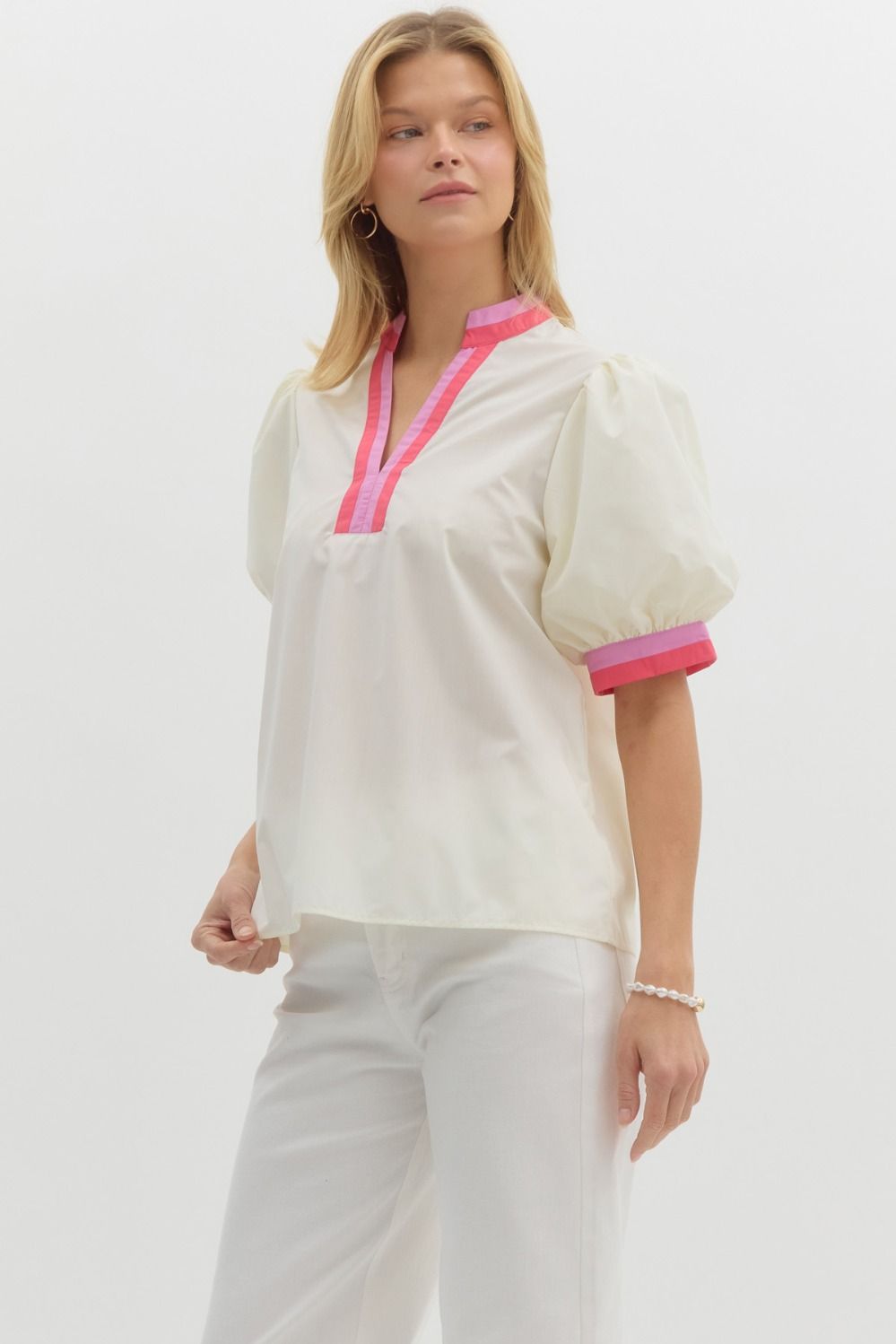 Napa- Bubble Sleeve Top With Band