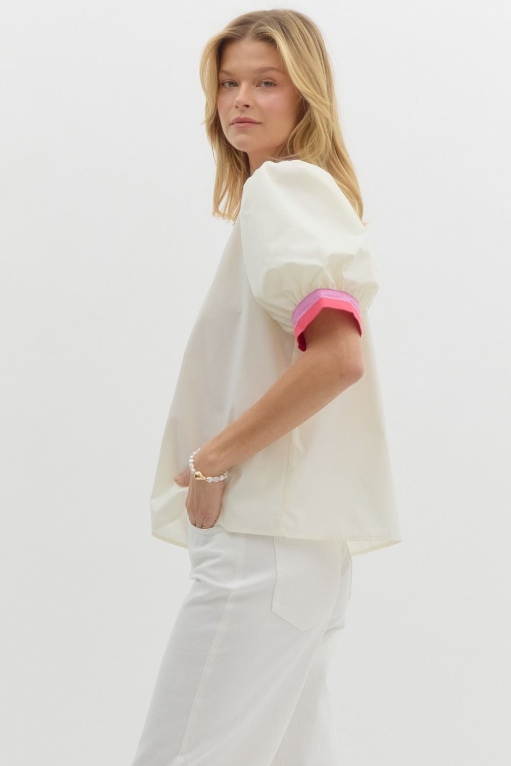 Napa- Bubble Sleeve Top With Band