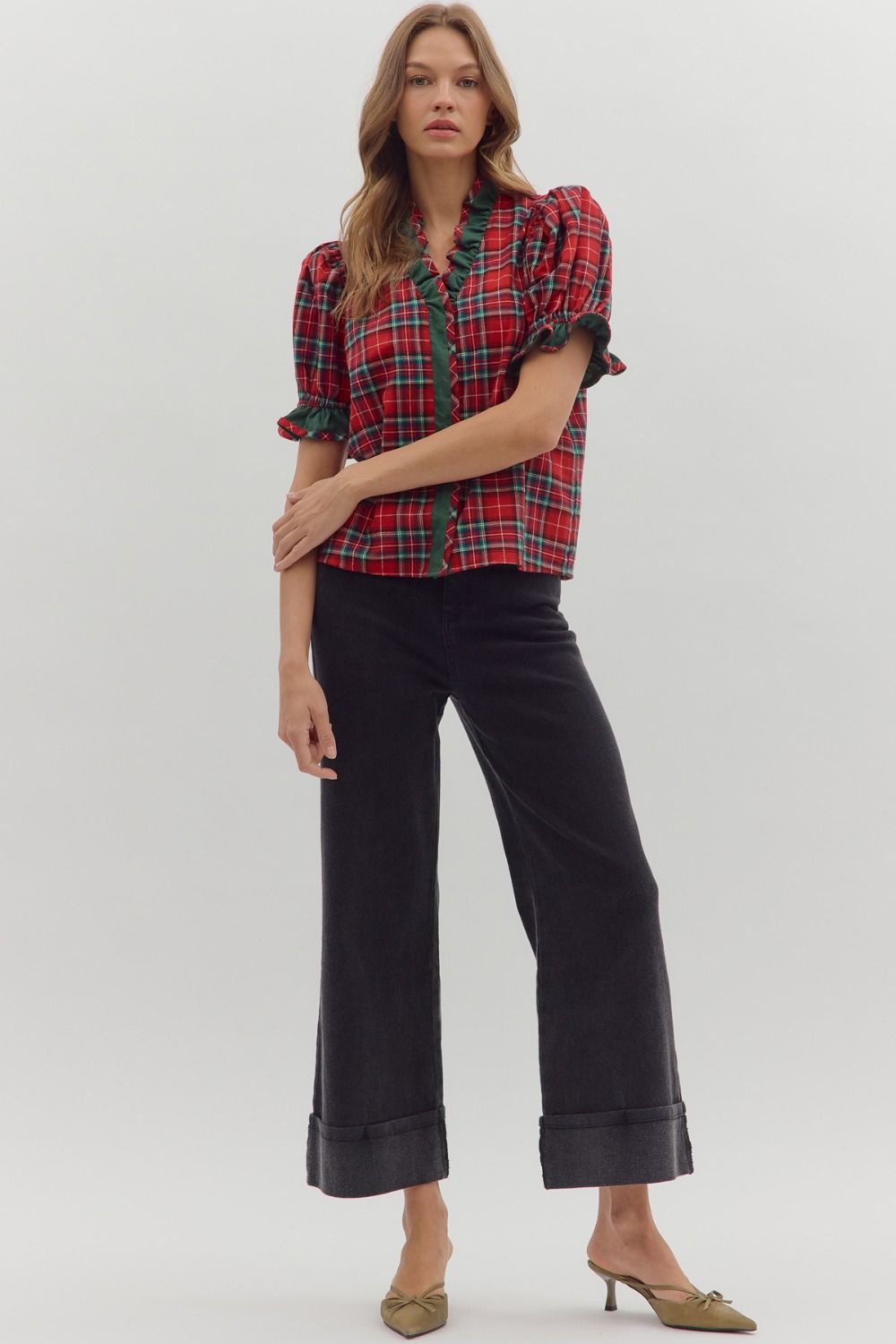 Classic Christmas- Plaid Top