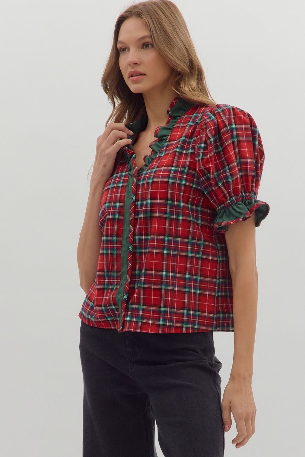 Classic Christmas- Plaid Top