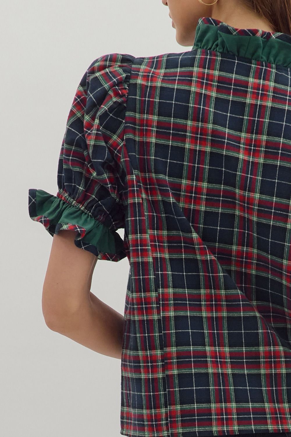 Plaid Perfect- Ruffle Trim Top
