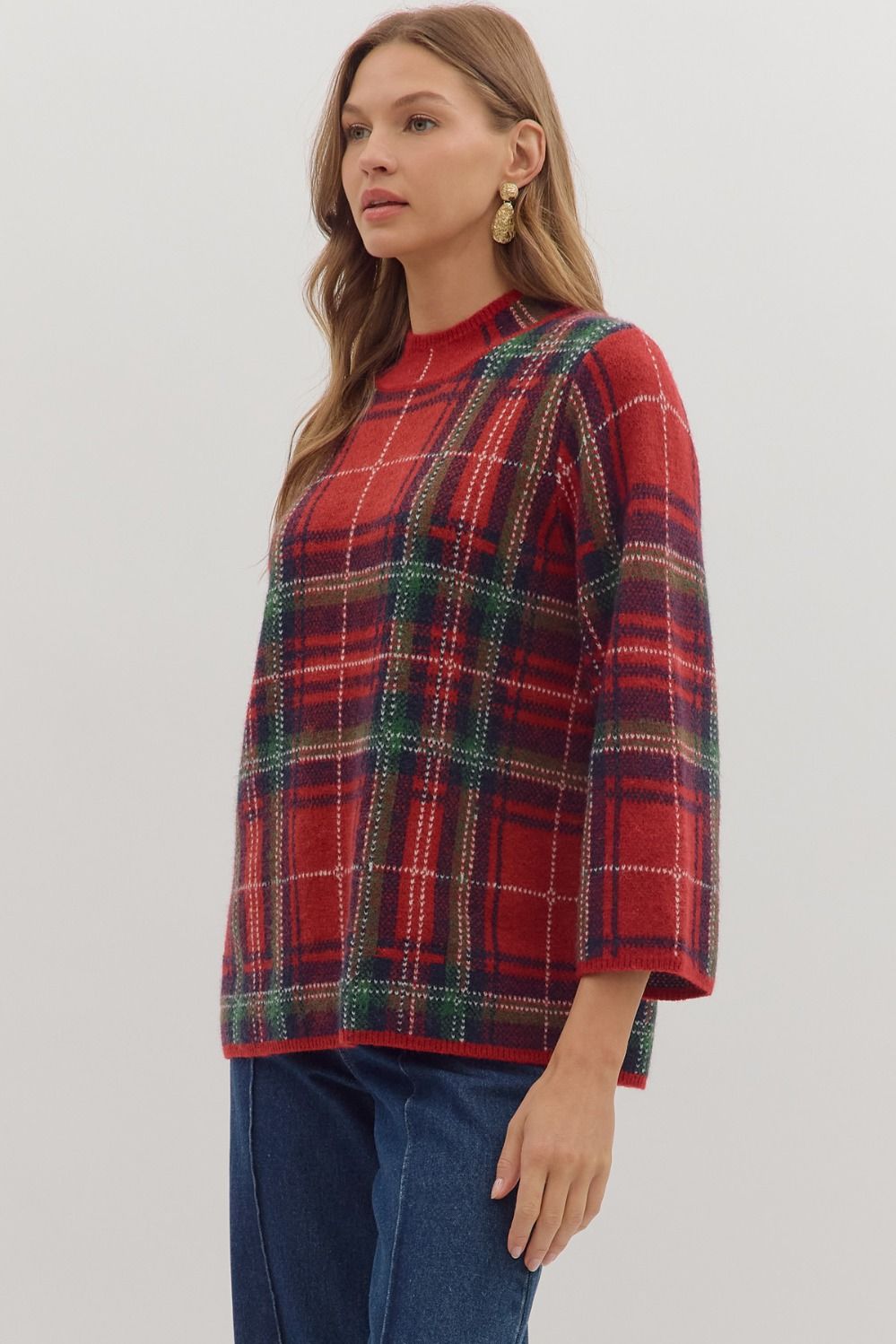 Candie- Plaid relaxed fit Sweater