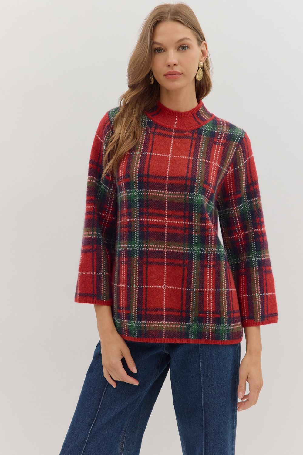 Candie- Plaid relaxed fit Sweater