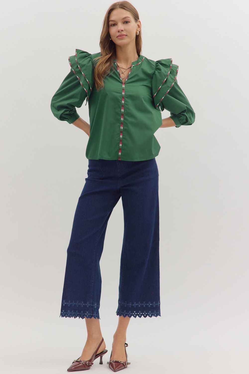 In the Detail- Ruffle Shoulder Top