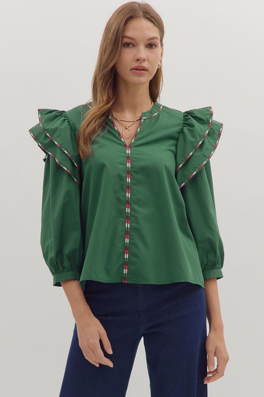 In the Detail- Ruffle Shoulder Top