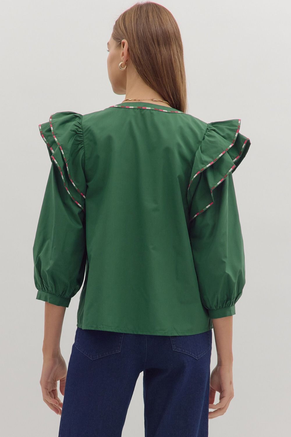 In the Detail- Ruffle Shoulder Top