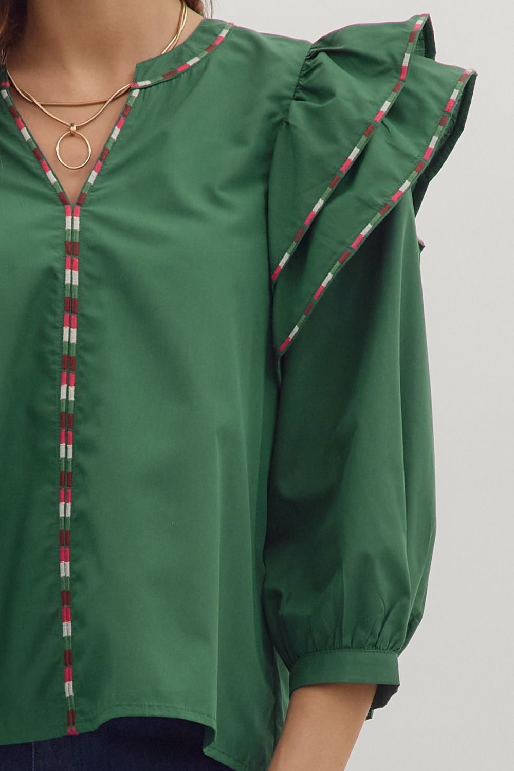 In the Detail- Ruffle Shoulder Top