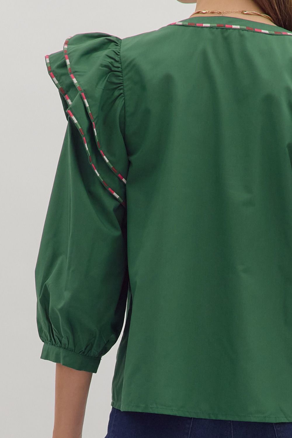 In the Detail- Ruffle Shoulder Top