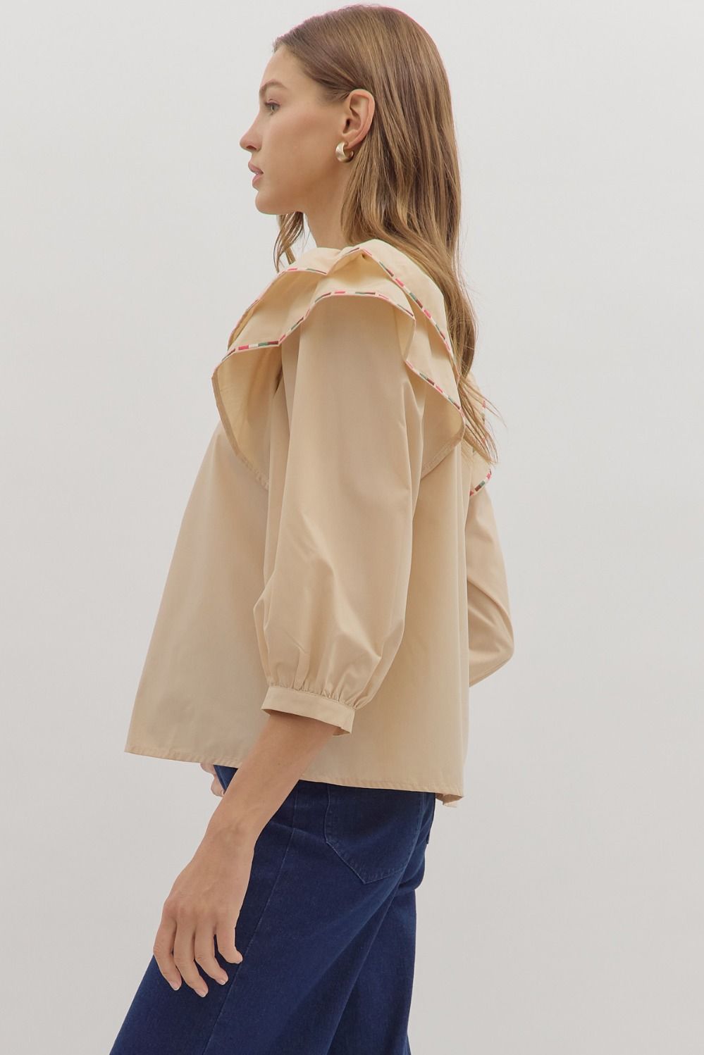 In the Detail- Ruffle Shoulder Top