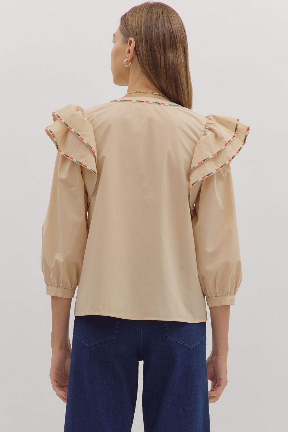 In the Detail- Ruffle Shoulder Top