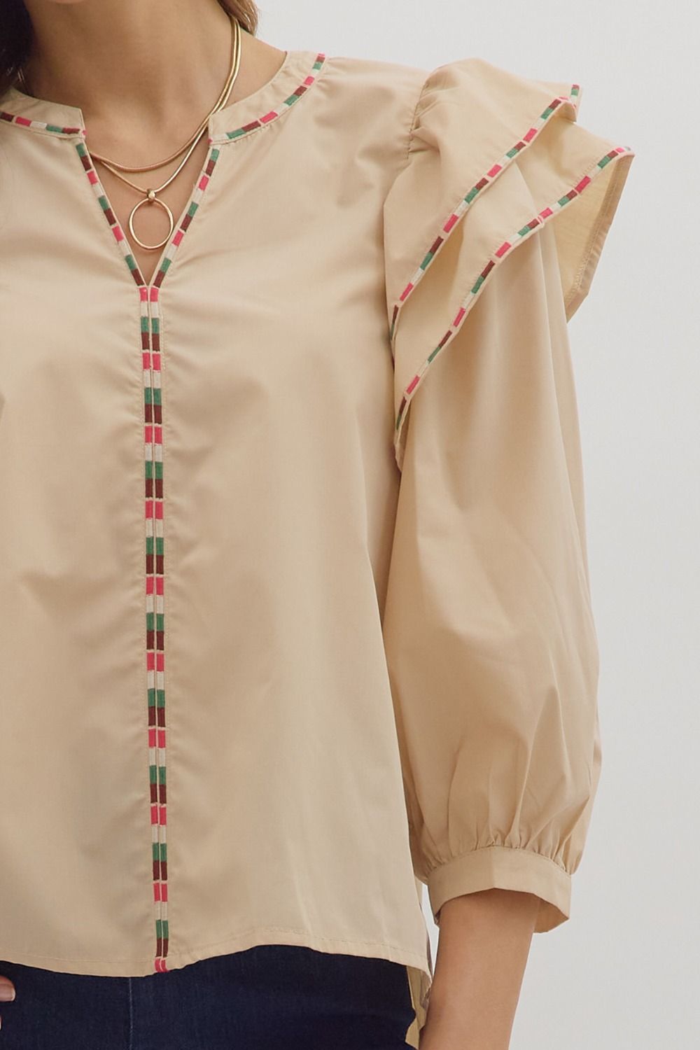 In the Detail- Ruffle Shoulder Top