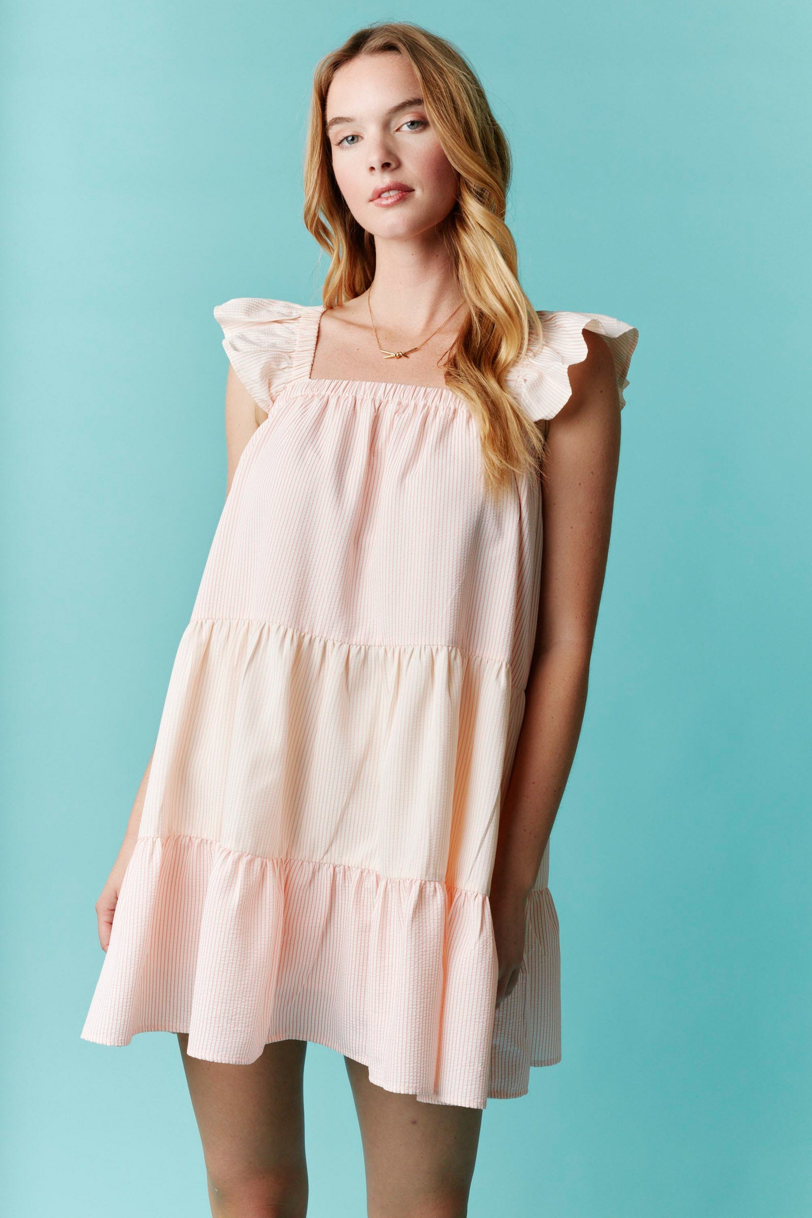 Festin'- Striped Ruffle Detail Mini Dress FINAL SALE