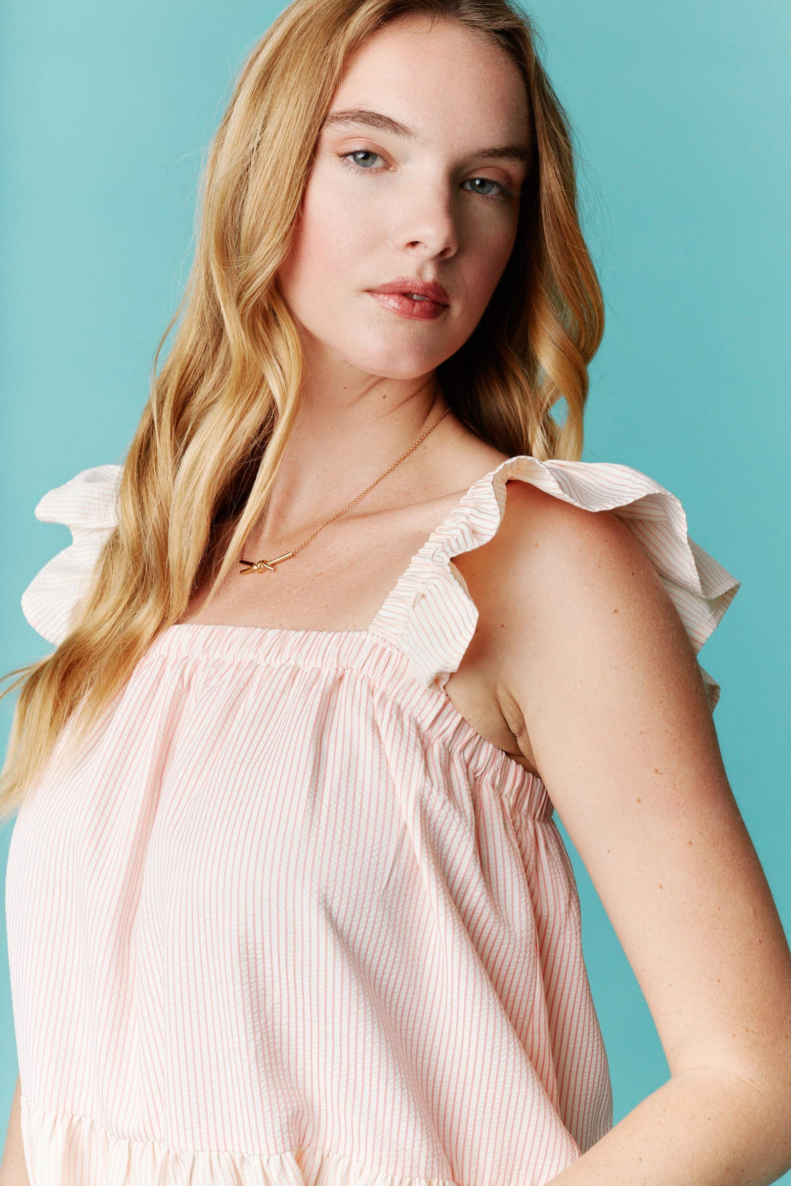 Festin'- Striped Ruffle Detail Mini Dress FINAL SALE