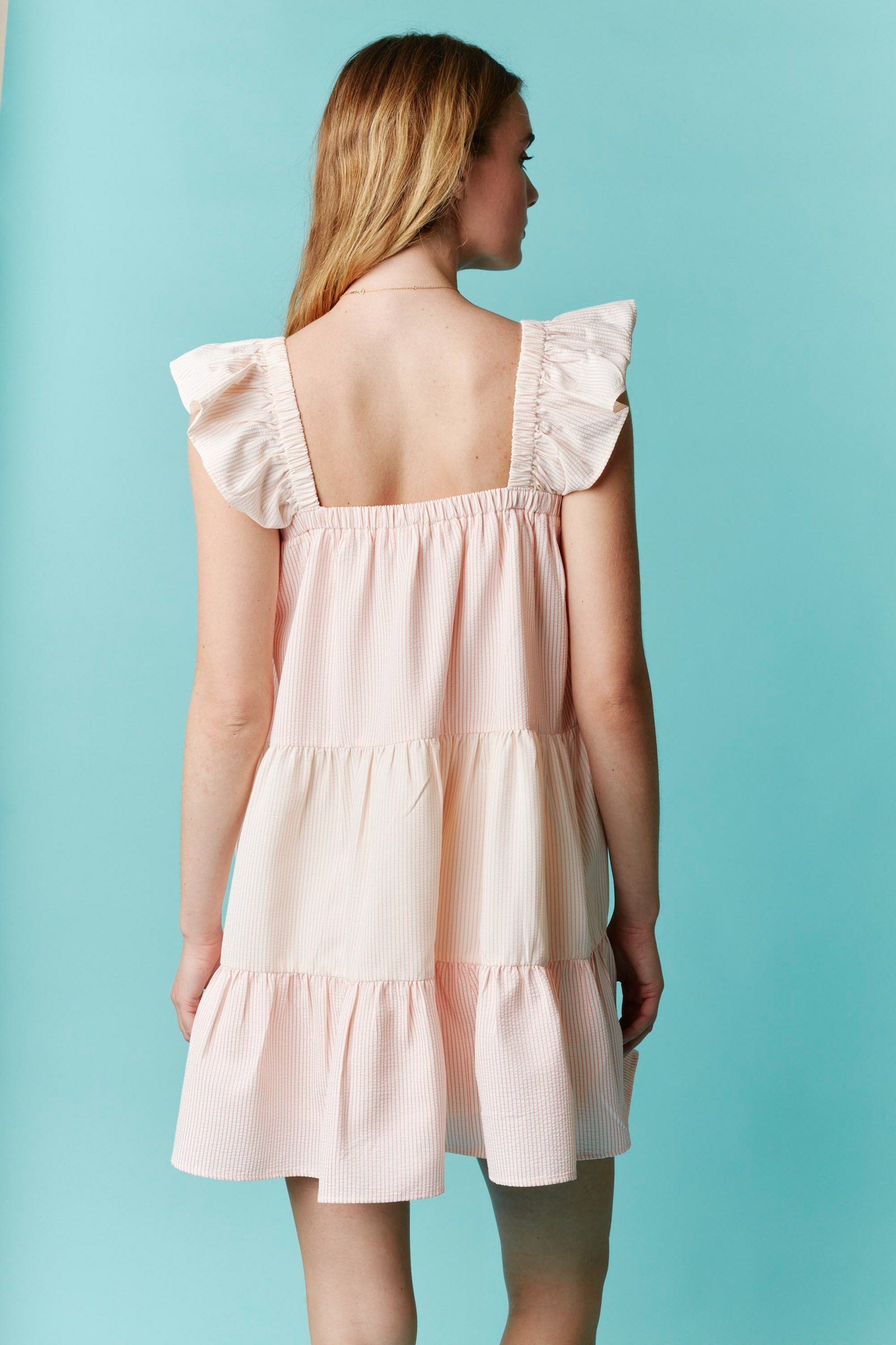 Festin'- Striped Ruffle Detail Mini Dress FINAL SALE